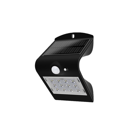 Luceco 1.5W Solar Guardian PIR Wall Light, 220lm, 4000K, IP65, Black LEXS22B40